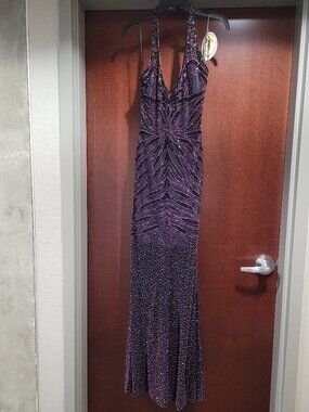 Precious Formals P8843 Size 4 Black/Purple Prom Dress